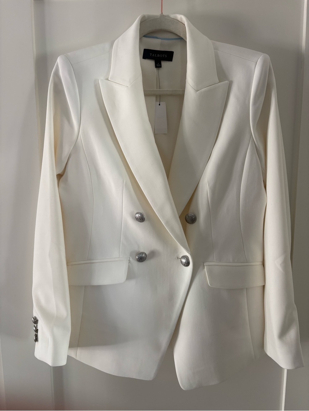NWT Talbots Ivory tailored stretch double breasted blazer minimalist workwear 2